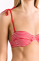 9.0 Swim Bianca Red Stripe Bikini Top