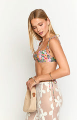 9.0 Swim Bianca White Zebra Floral Bikini Top