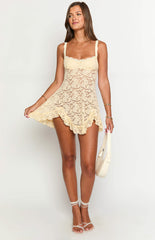 All Mine Cream Lace Mini Dress