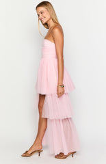 Avery Pink High-Low Maxi Dress