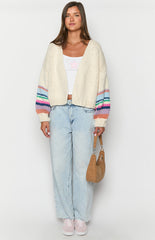 Bad Habits Cream Multi Knit Cardigan