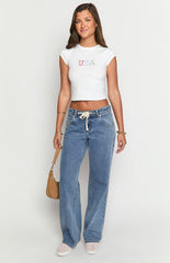 Beau Mid Wash Tie Waist Denim Jeans