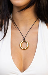 Brinley Gold and Black Pendant Necklace