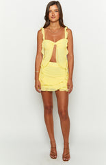 Caspian Yellow Chiffon Mini Skirt