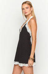 Cassidy Black Polka Dot Mini Dress