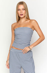 Daisy Navy Stripe Tube Top