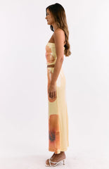 Denzel Yellow Floral Sequin Maxi Skirt