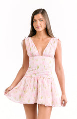 Effie Pink Floral Mini Dress