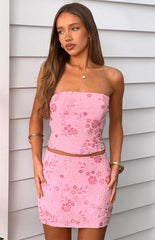 Eivissa Light Pink Beaded Mini Skirt