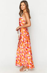 Everly Azalea Pink Print Midi Dress