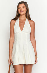 Gabriette White Linen Blend Mini Dress