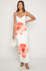 Honey White Floral Jersey Maxi Dress