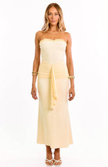 Isaiah Cream Strapless Mesh Maxi Dress