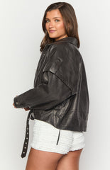 Jessica Anne PU Washed Black Jacket