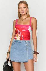 Joy Light Wash Denim Wrap Mini Skort