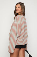 Lioness Bloom Muted Pastels Stripe Long Sleeve Top
