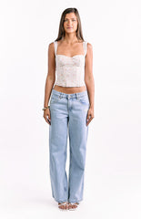 Louis White Floral Corset Top