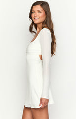 Marcus White Long Sleeve Mini Dress