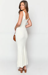 Marlene White Knit Maxi Dress