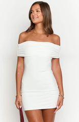 Maysie White Off The Shoulder Mini Dress