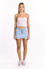 Muse Pink and White Polka Dot Strapless Top