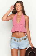 Opolo Red Gingham Crop Top