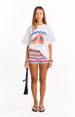 Remie Cream Stripe Knit Shorts