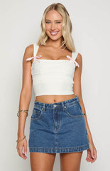 Skyline Swirl Mid Wash Denim Skort