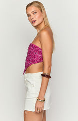 Storm Pink Sequin Strapless Top