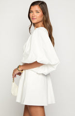 Torie White Short Sleeve Mini Dress