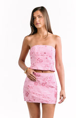 Vila Light Pink Strapless Beaded Top