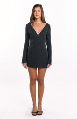 Winston Black Polka Dot Long Sleeve Mini Dress