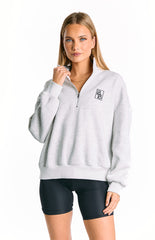 Yazmin Grey Marl Quarter Zip Jumper