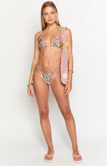 9.0 Swim Sumba White Zebra Floral Tie Up Bikini Bottoms