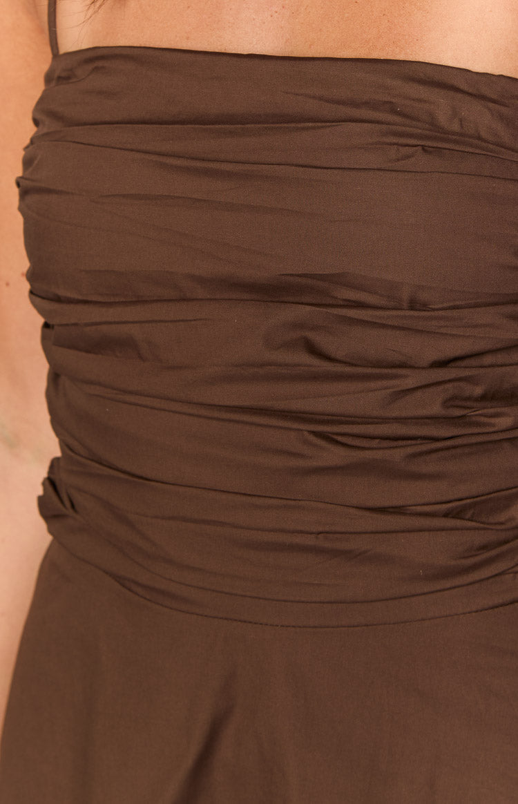 Aiden Brown Lace Up Mini Dress