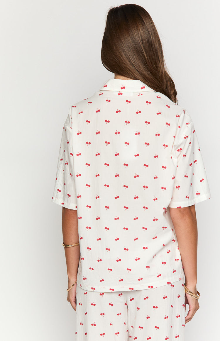 Alexea Cherry Print Pajama Shirt