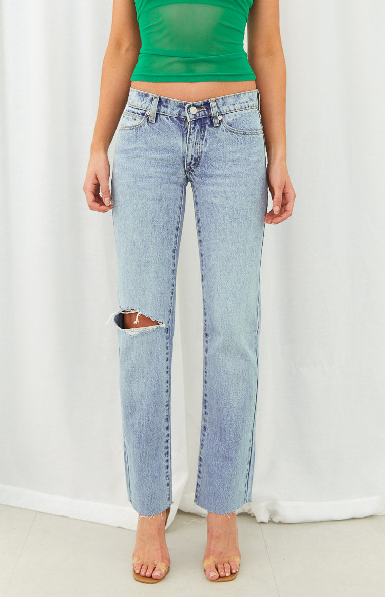 Abrand A 99 Rhonda Blue Rip Low Straight Jean