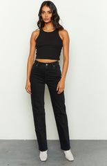 Abrand Chelsea High Straight Organic Black Jeans