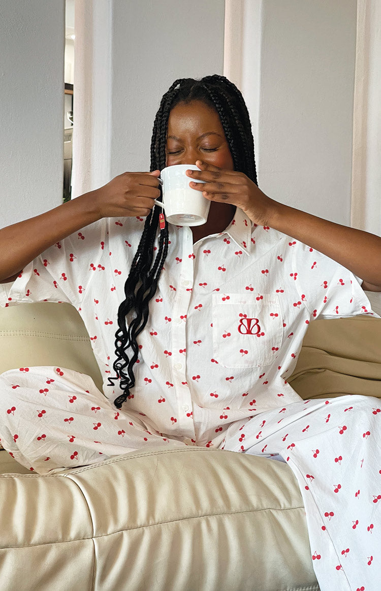 Alexea Cherry Print Pajama Shirt