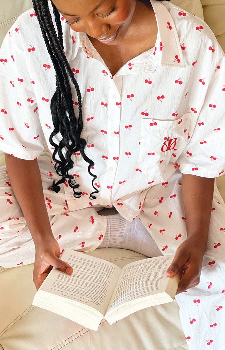Alexea Cherry Print Pajama Shirt