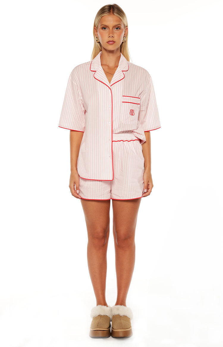 Alexea Pink Stripe Pajama Shorts