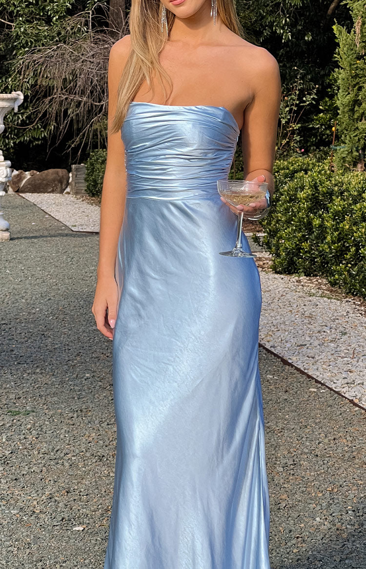 Alexia Blue Strapless Maxi Dress