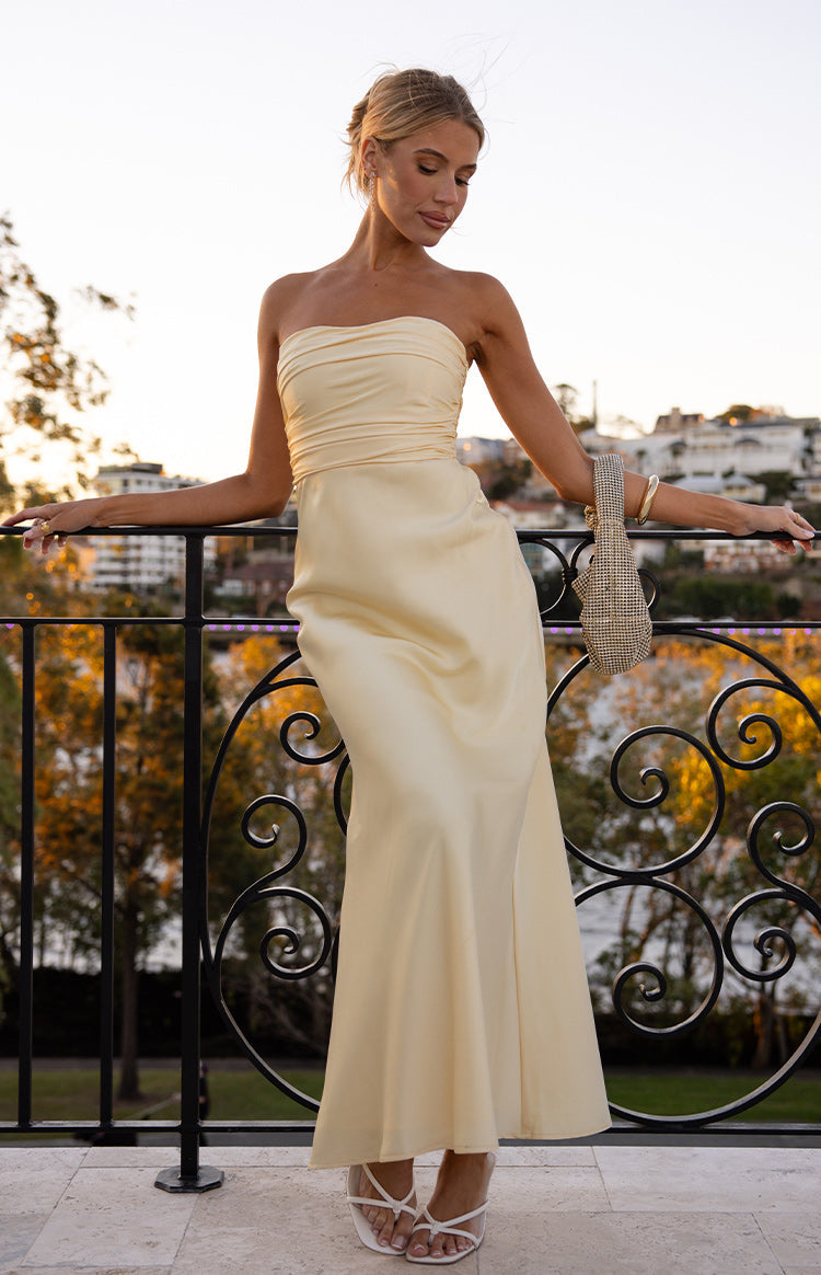 Alexia Yellow Strapless Maxi Dress