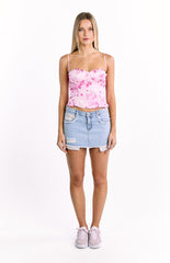 Angela Pink Floral Print Top