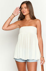 Angia White Strapless Top