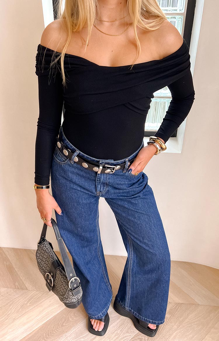 Ari Black Off Shoulder Bodysuit