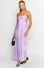 Ariella Lilac Satin Strapless Maxi Dress