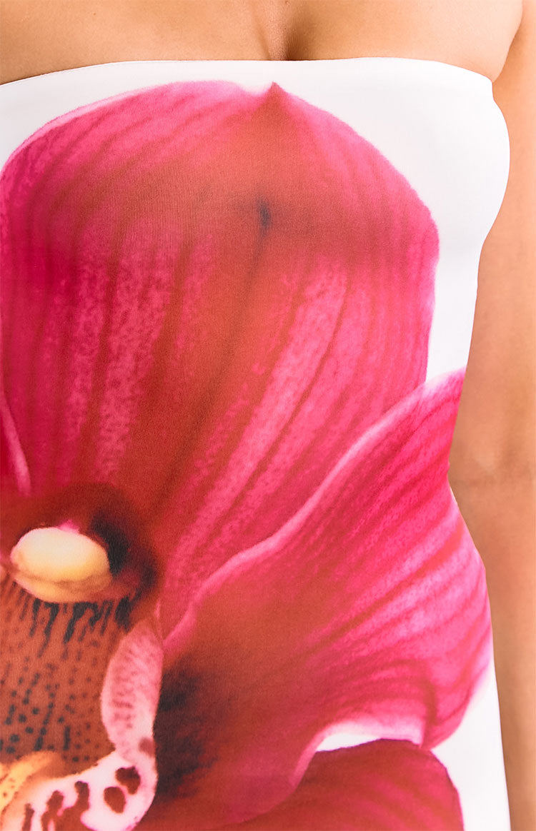 Arizona White Orchid Print Maxi Dress