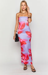 Arizona Purple Floral Print Maxi Dress
