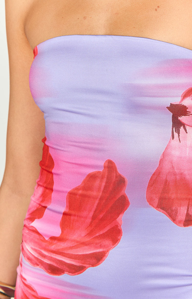 Arizona Purple Floral Print Maxi Dress